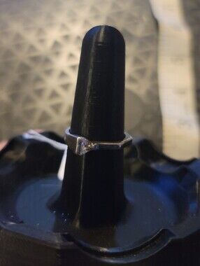 925 Sterling Silver Chevron Ring Size 8.5 V Ring Wishbone Stacking Ring Clear